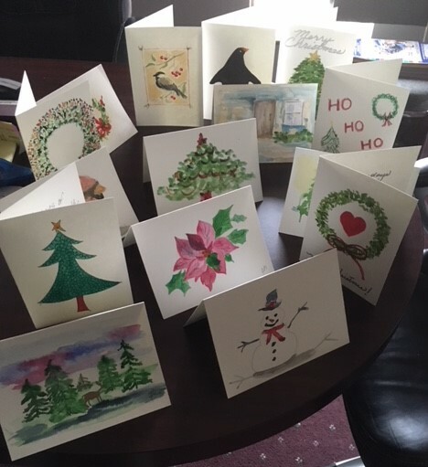 Various Christmas cards on display